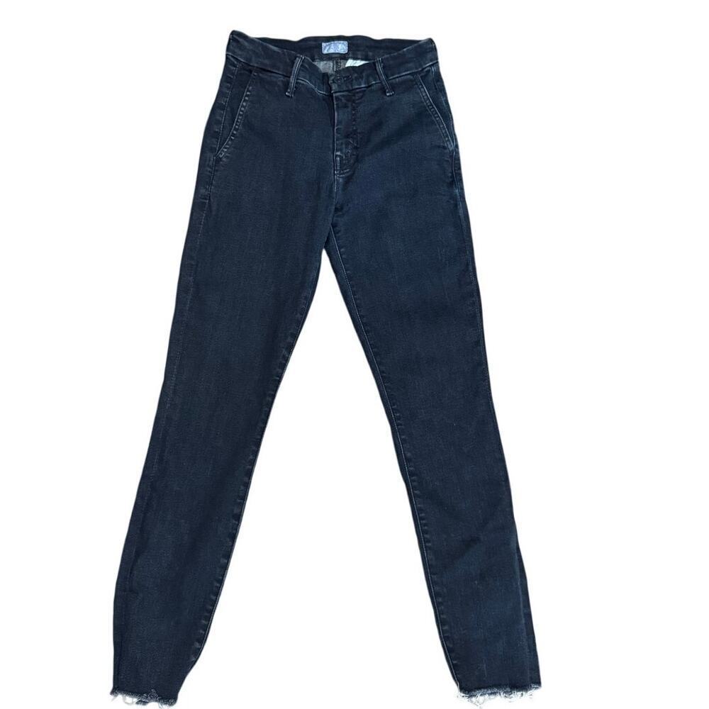 MOTHER The Looker Prep Fray Skinny Jeans 26 Dark Wash Raw Hem
